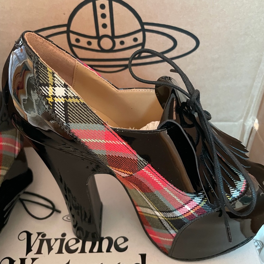 Vivienne Westwood Black and Plaid Women's Platform Shoes US Size 5